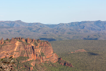 Looking down into the Valley from the Cidade de Pedra in the Chapada dos Guimaraes Nationalpark in Mato Grosso, Brazil