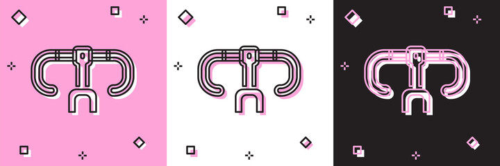 Set Bicycle handlebar icon isolated on pink and white, black background. Vector