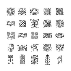 Ethnic handmade ornament, Folk Nordic Symbols. Art icons for your design