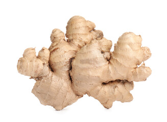 Fresh ginger on white background
