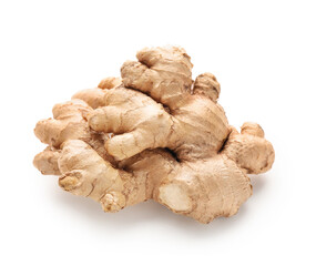 Fresh ginger on white background