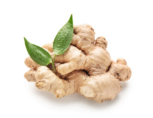 Fresh ginger on white background