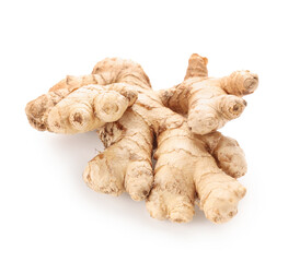 Fresh ginger on white background