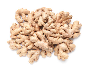Fresh ginger on white background