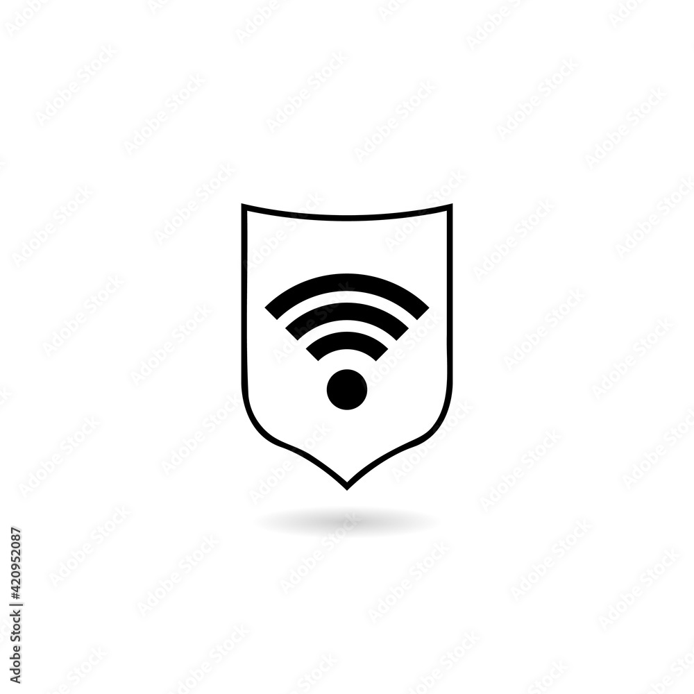 Poster shield with wifi wireless icon with shadow