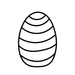 One easter egg with black  line ornament on white background. Simple Spring holiday symbols