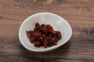 Fried chili pepper sauce with oil