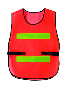 Safety vest reflective orange shirt beware, guard, traffic shirt, safety shirt, rescue, police, security shirt protective jacket isolated on white background.