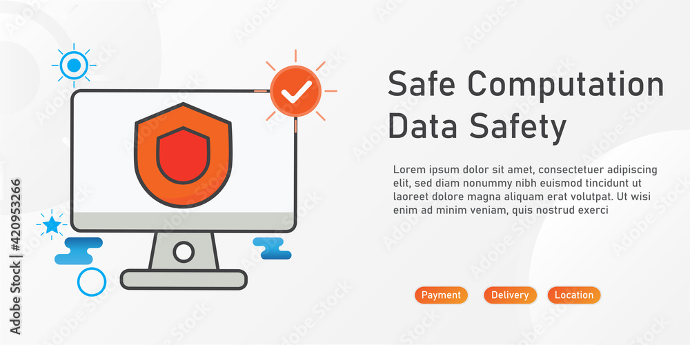 Poster computer security landing page template. creative website template designs. editable vector illustra