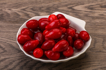 Sweet and ripe cornel berries