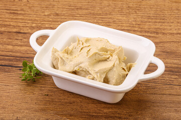 Vegan food - hummus with olive oil