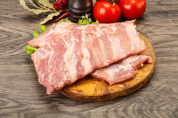Raw pork ribs for cooking