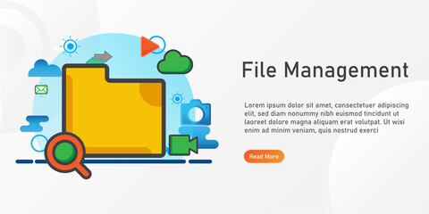 file management Landing page template. creative website template designs. editable Vector illustration.