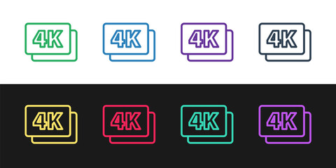 Fototapeta premium Set line 4k Ultra HD icon isolated on black and white background. Vector