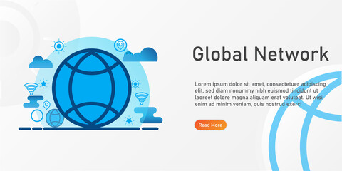 global network Landing page template. creative website template designs. editable Vector illustration.