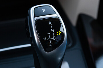 Details inside the car. Gearbox on the automatic transmission on