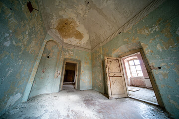 interior of an abandoned castle