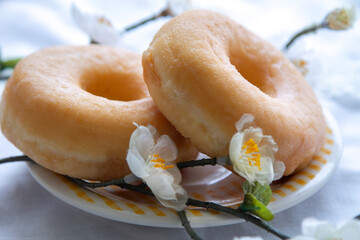 plate with donuts on the table
