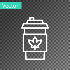 White line Coffee cup to go icon isolated on transparent background. Vector