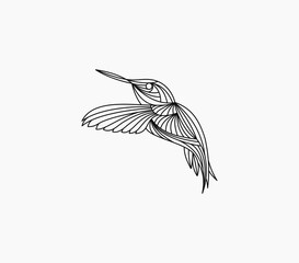 bird flying illustration vector with monoline style ,line art vector illutrations