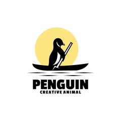 Vector Logo Illustration Penguin Silhouette Style.