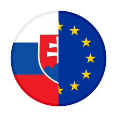round icon with slovakia and european union flags. vector illustration isolated on white background