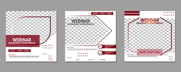 Set of creative webinar social media post templates for concept design. Suitable for online marketing promotion banner, webinar, seminar, flyer, ads, etc.