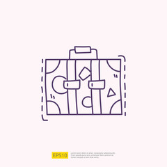 travel holiday tour and vacancy concept vector illustration. suitcase doodle linear icon sign symbol