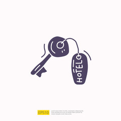 travel holiday tour and vacancy concept vector illustration. hotel key lock doodle silhouette glyph icon sign symbol
