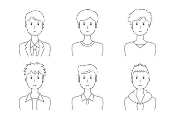 怒った表情の男性のベクターイラストセット