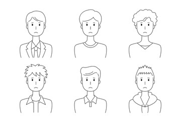 困った表情の男性のベクターイラストセット