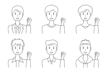 ガッツポーズで励ます男性のベクターイラストセット