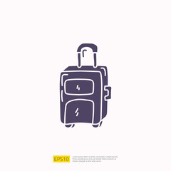 travel holiday tour and vacancy concept vector illustration. suitcase doodle silhouette glyph icon sign symbol
