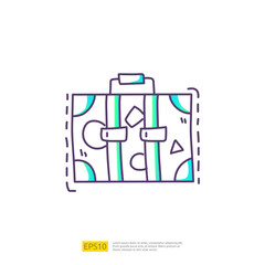 travel holiday tour and vacancy concept vector illustration. suitcase doodle gradient fill line icon sign symbol