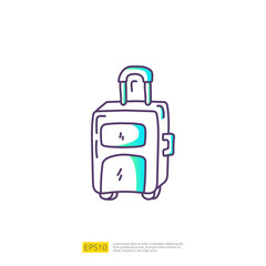 travel holiday tour and vacancy concept vector illustration. suitcase doodle gradient fill line icon sign symbol