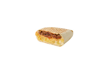 traditional mexican cuisine dish otacos with cheese potato and fried beef meat filling sauce...