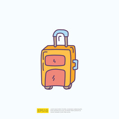 travel holiday tour and vacancy concept vector illustration. suitcase doodle fill color icon sign symbol