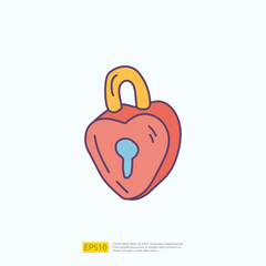 travel holiday tour and vacancy concept vector illustration. padlock heart shaped lock doodle fill color icon sign symbol