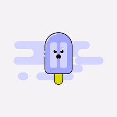 angry blue cute ice cream illustration