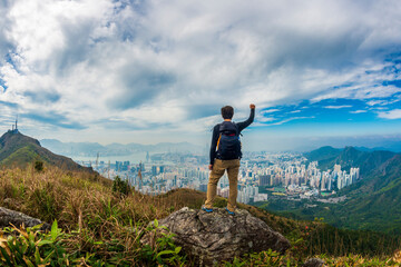 Naklejka premium Hiking at Saikung & Kowloon Peak