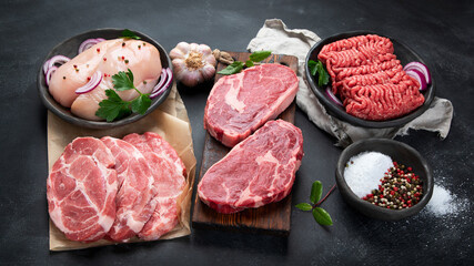 Fototapeta na wymiar Variety of raw meat