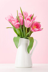 Pink tulip flowers bouquet