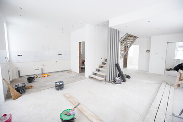 House interior renovation or construction unfinished - 420966026