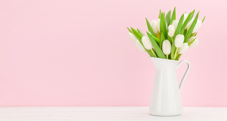 White tulip flowers bouquet