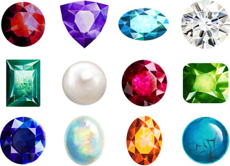 誕生月の宝石・誕生石のセット　ベクター素材