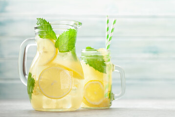 Lemon and mint homemade lemonade