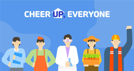 Naklejka premium Cheer up, Korea. Group illustration collection
