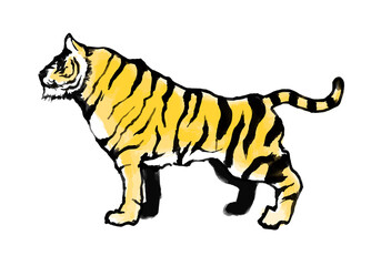 シンプルな水墨画の虎のベクター イラスト