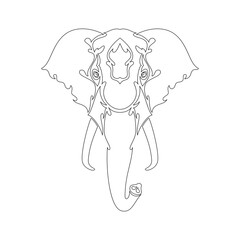 Hand-drawn abstract portrait of an elephant for tattoo, logo, wall decor, T-shirt print design or outwear. Vector stylized illustration on white background.