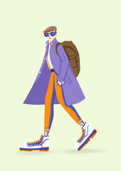 Young man with cap and backpack